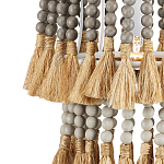 Подвесной светильник двухъярусный с декором из круглых деревянных бусин с кисточками Gray Brown Wooden Beads Chandelier варинант исполнения - 1 | Loft Concept в Ростове-на-Дону