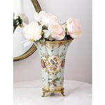 Ваза голубого цвета из фарфора с цветочным рисунком и бронзовой стрекозой Blue Garden варинант исполнения - 4 | Loft Concept в Ростове-на-Дону