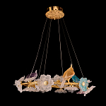 Люстра круглая на золотом каркасе с птичками и цветочным декором Miscellaneous herbs варинант исполнения - 2 | Loft Concept в Ростове-на-Дону