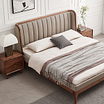 Кровать двуспальная с мягким изголовьем Moon Walnut Bed варинант исполнения - 1 | Loft Concept в Ростове-на-Дону