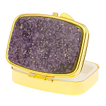 Таблетница карманная прямоугольная с 2-мя отделениями с зеркалом и накладкой из натурального камня Флюорит Gold Stone Pillboxes варинант исполнения - 2 | Loft Concept в Ростове-на-Дону
