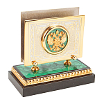 Настольный письменный набор из малахита и долерита с декором в виде герба России Leader Organizer варинант исполнения - 6 | Loft Concept в Ростове-на-Дону