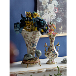 Ваза белого цвета из фарфора с цветочным рисунком и бронзовыми ручками с фигурками птиц Eden Garden porcelain and bronze варинант исполнения - 6 | Loft Concept в Ростове-на-Дону