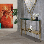 Консоль овальной формы золотая с полкой для хранения Craig варинант исполнения - 4 | Loft Concept в Ростове-на-Дону