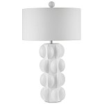 Настольная лампа белая с тканевым абажуром в форме цилиндра Morphing варинант исполнения - 4 | Loft Concept в Ростове-на-Дону