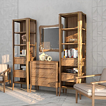 Витрина левая из массива дуба с 5-ю полками и 2-мя ящиками Tasteful Furniture варинант исполнения - 3 | Loft Concept в Ростове-на-Дону