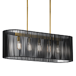 Люстра подвесная овальной формы с металлическим решетчатым абажуром матово-черного цвета и 5 лампами Kichler варинант исполнения - 1 | Loft Concept в Ростове-на-Дону