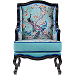 Кресло из натурального бука бирюзовое с изображением птиц и цветов Turquoise Chinoiserie Garden Armchair варинант исполнения - 1 | Loft Concept в Ростове-на-Дону