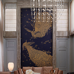 Обои ручная роспись в стиле Арт-деко Whistler Peacocks Colourway SC-100 on Empire Blue dyed silk варинант исполнения - 1 | Loft Concept в Ростове-на-Дону