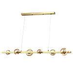 Люстра светодиодная линейная с 6-ю круглыми плафонами коньячного цвета Iona Chandelier Brass  варинант исполнения - 1 | Loft Concept в Ростове-на-Дону