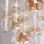 Люстра с плафонами из прозрачного и янтарного стекла в виде шаров и ромбов Gabriel Scott Luna варинант исполнения - 8 | Loft Concept в Ростове-на-Дону