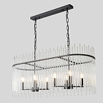 Люстра подвесная овальная со стеклянными прозрачными трубками и металлическим каркасом черного цвета Nembus варинант исполнения - 5 | Loft Concept в Ростове-на-Дону