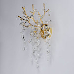 Бра золотого цвета с декоративными ветвями и прозрачными подвесками в форме листьев Droplet Chandelier варинант исполнения - 3 | Loft Concept в Ростове-на-Дону