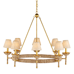 Люстра из кованого железа с отделкой плетеной веревкой и сусальным золотом Parisian Style варинант исполнения - 1 | Loft Concept в Ростове-на-Дону