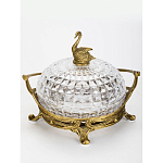 Конфетница из прозрачного рельефного стекла с ручкой и фигуркой лебедя Eden Garden варинант исполнения - 2 | Loft Concept в Ростове-на-Дону