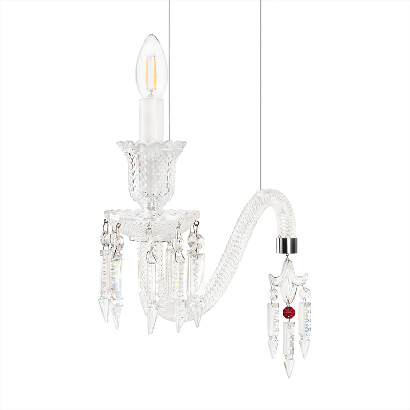 Подвесной светильник стеклянный в виде канделябра Curved Glass Chandelier Прозрачный Белый Подвесной светильник стеклянный в виде канделябра Curved Glass Chandelier Прозрачный Белый в Ростове-на-Дону | Loft Concept