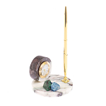 Часы настольные с шариковой металлической ручкой из натурального камня Stone Clock варинант исполнения - 2 | Loft Concept в Ростове-на-Дону