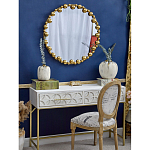 Зеркало круглое в фактурной золотистой раме из металла Mirror Golden Placer варинант исполнения - 2 | Loft Concept в Ростове-на-Дону