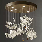 Люстра каскадная с белыми цветами и птицами Takeoff варинант исполнения - 1 | Loft Concept в Ростове-на-Дону