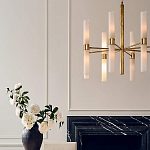 Люстра золотая с 16-ю тонкими цилиндрическими плафонами Shoulders варинант исполнения - 3 | Loft Concept в Ростове-на-Дону