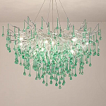 Люстра серебрянная с зелеными стеклянными подвесками в форме капель FAIRYTREE Light варинант исполнения - 1 | Loft Concept в Ростове-на-Дону