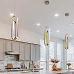 Подвесной светильник золотого цвета с двумя вытянутыми овальными рамками в форме скрепки Eurofase варинант исполнения - 8 | Loft Concept в Ростове-на-Дону