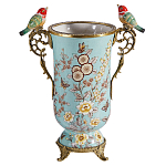 Ваза с двумя птичками из фарфора с бронзовыми элементами Garden of Eden варинант исполнения - 1 | Loft Concept в Ростове-на-Дону