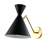 Бра черного цвета с конусообразным плафоном на золотом основании Loft Metal варинант исполнения - 1 | Loft Concept в Ростове-на-Дону