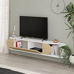 ТВ-тумба подвесная белая с полкой и откидной дверцей цвета древесины TONE TV STAND WHITE варинант исполнения - 3 | Loft Concept в Ростове-на-Дону