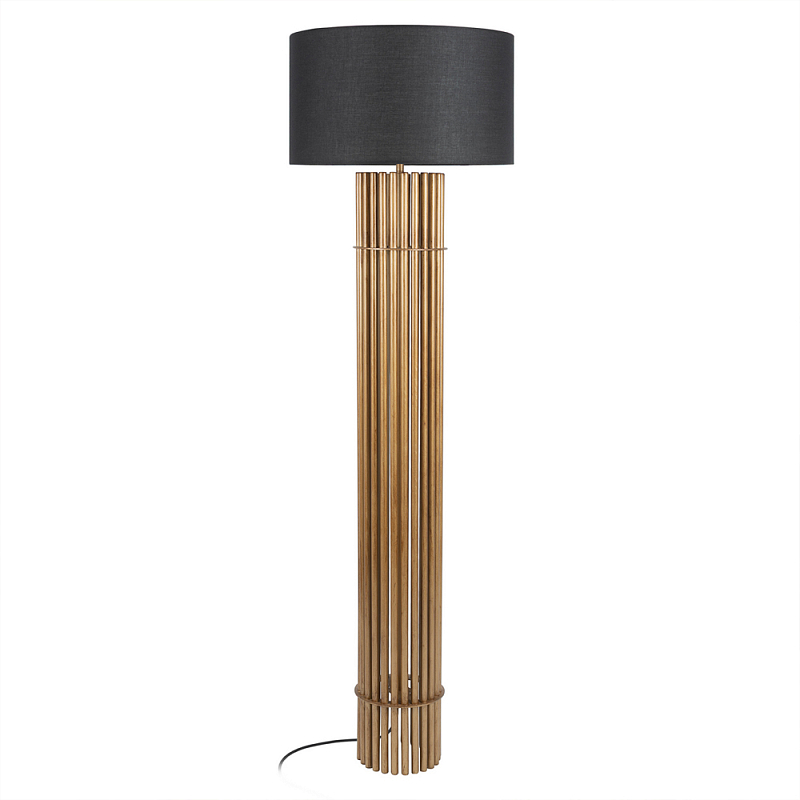Торшер с металлическим золотым трубчатым основанием Fulgurite Золотой Черный в Ростове-на-Дону | Loft Concept 