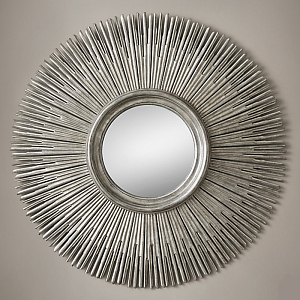 Restoration Hardware ROUND SUNBURST MIRROR Silver