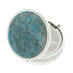 Таблетница карманная круглая с 3-мя отделениями и накладкой из натурального камня Апатит Голубой Silver Stone Pillboxes варинант исполнения - 2 | Loft Concept в Ростове-на-Дону