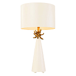 Настольная лампа с декоративным элементом золотого цвета и цилиндрическим абажуром из папье-маше светлого оттенка Flambeau варинант исполнения - 1 | Loft Concept в Ростове-на-Дону