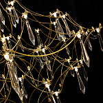 Люстра подвесная с изогнутым металлическим каркасом и множеством хрустальных подвесок Золото Диаметр 80 см Quasar варинант исполнения - 1 | Loft Concept в Ростове-на-Дону