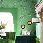 Обои ручная роспись Silk Tree Colourway SC-92 on Emerald Green dyed silk варинант исполнения - 2 | Loft Concept в Ростове-на-Дону