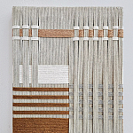 Панно из шнура Бежевая геометрическая абстракция wall panel line beige  варинант исполнения - 1 | Loft Concept в Ростове-на-Дону