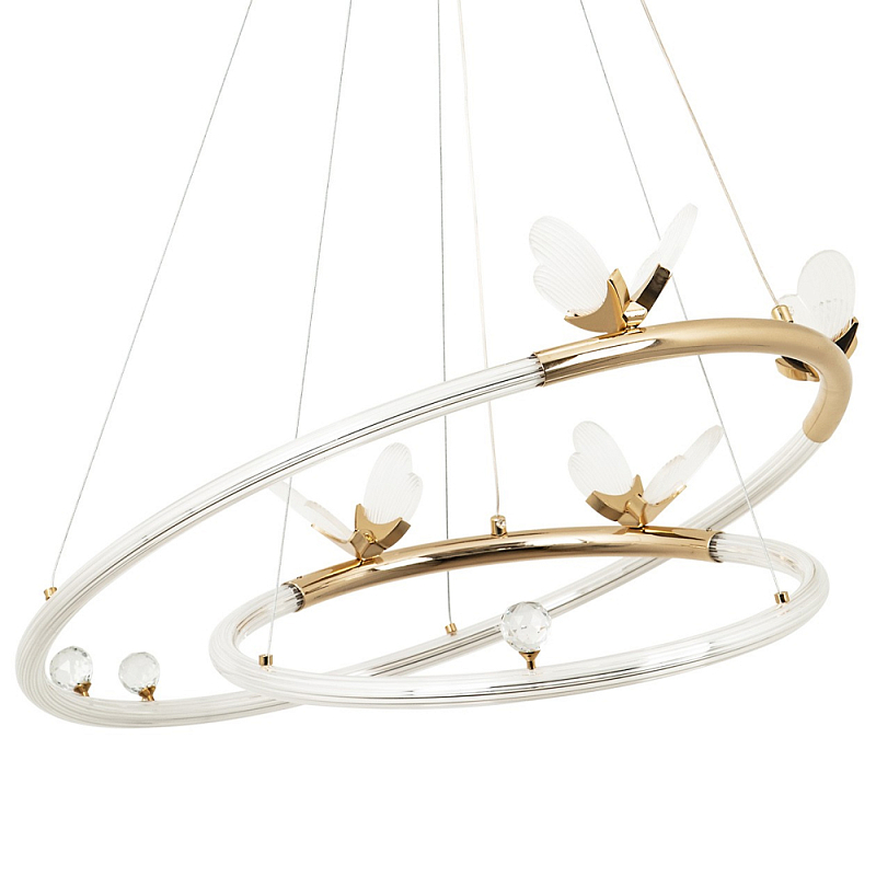        Glass Butterflies Two Rings Chandelier     -- | Loft Concept 