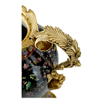 Ваза из фарфора черная с цветочной росписью и бронзовыми элементами Spring Garden варинант исполнения - 2 | Loft Concept в Ростове-на-Дону