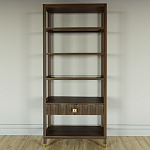 Стеллаж Elsa Dreams Walnut со стеклянными полками и ящиком варинант исполнения - 4 | Loft Concept в Ростове-на-Дону