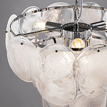 Люстра из белых стеклянных дисков на серебрянном каркасе White Glowing Reflectors варинант исполнения - 5 | Loft Concept в Ростове-на-Дону