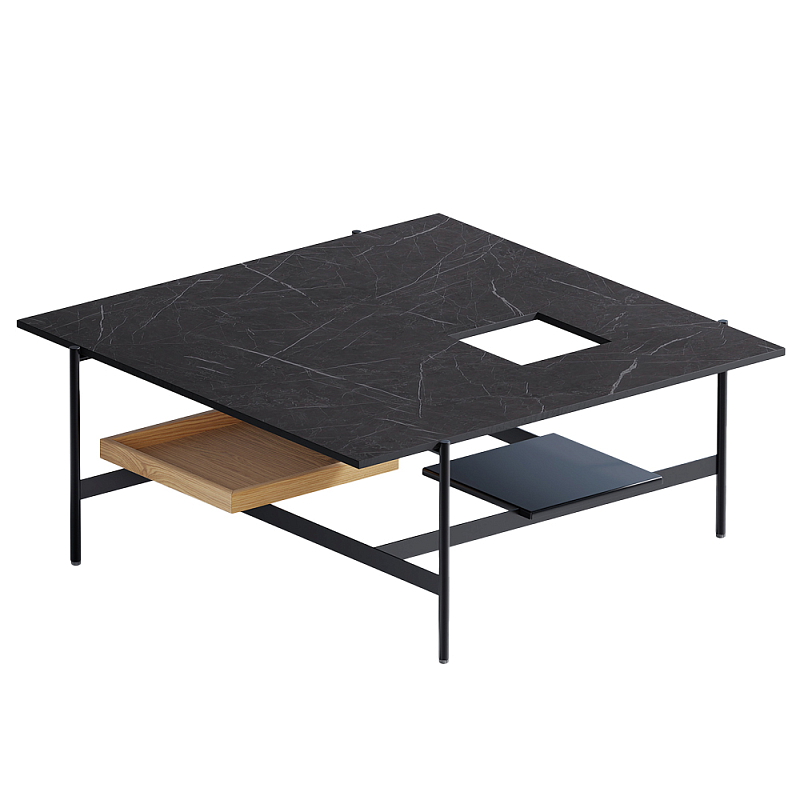 Karat журнальный столик цвета тёмный камень с съемным подносом Серый Черный в Ростове-на-Дону | Loft Concept 