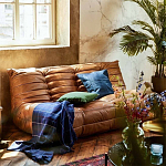 Дизайнерский кожаный диван коричневый без подлокотников Aveline Leather Sofa варинант исполнения - 6 | Loft Concept в Ростове-на-Дону