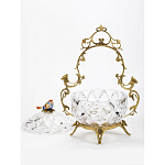 Конфетница с бронзовой ручкой и фарфоровой птичкой на крышке Eden Garden варинант исполнения - 2 | Loft Concept в Ростове-на-Дону