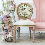 Стул бежевый из натурального бука с изображением птиц и цветов Blooming Blue Birds варинант исполнения - 3 | Loft Concept в Ростове-на-Дону