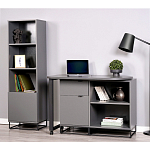 Стеллаж книжный цвета графит с 3-мя открытыми полками и дверкой Strict Lines варинант исполнения - 4 | Loft Concept в Ростове-на-Дону