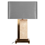 Настольная лампа с основанием из натурального камня c серым прямоугольным абажуром Lapis Tiburtinus варинант исполнения - 1 | Loft Concept в Ростове-на-Дону