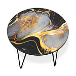Стол журнальный с круглой столешницей из стекла Gold and Black Marble варинант исполнения - 2 | Loft Concept в Ростове-на-Дону