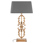 Настольная лампа на ажурном чугунном основании с тканевым серым абажуром Openwork Lamp варинант исполнения - 1 | Loft Concept в Ростове-на-Дону