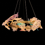 Люстра круглая на золотом каркасе с птичками и цветочным декором Miscellaneous herbs варинант исполнения - 4 | Loft Concept в Ростове-на-Дону