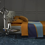 Плед из хлопка синего цвета с абстрактным принтом Elysian Flow Ocean варинант исполнения - 6 | Loft Concept в Ростове-на-Дону